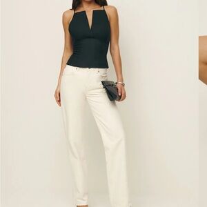 Reformation Black V-Notch Halter Camisole
